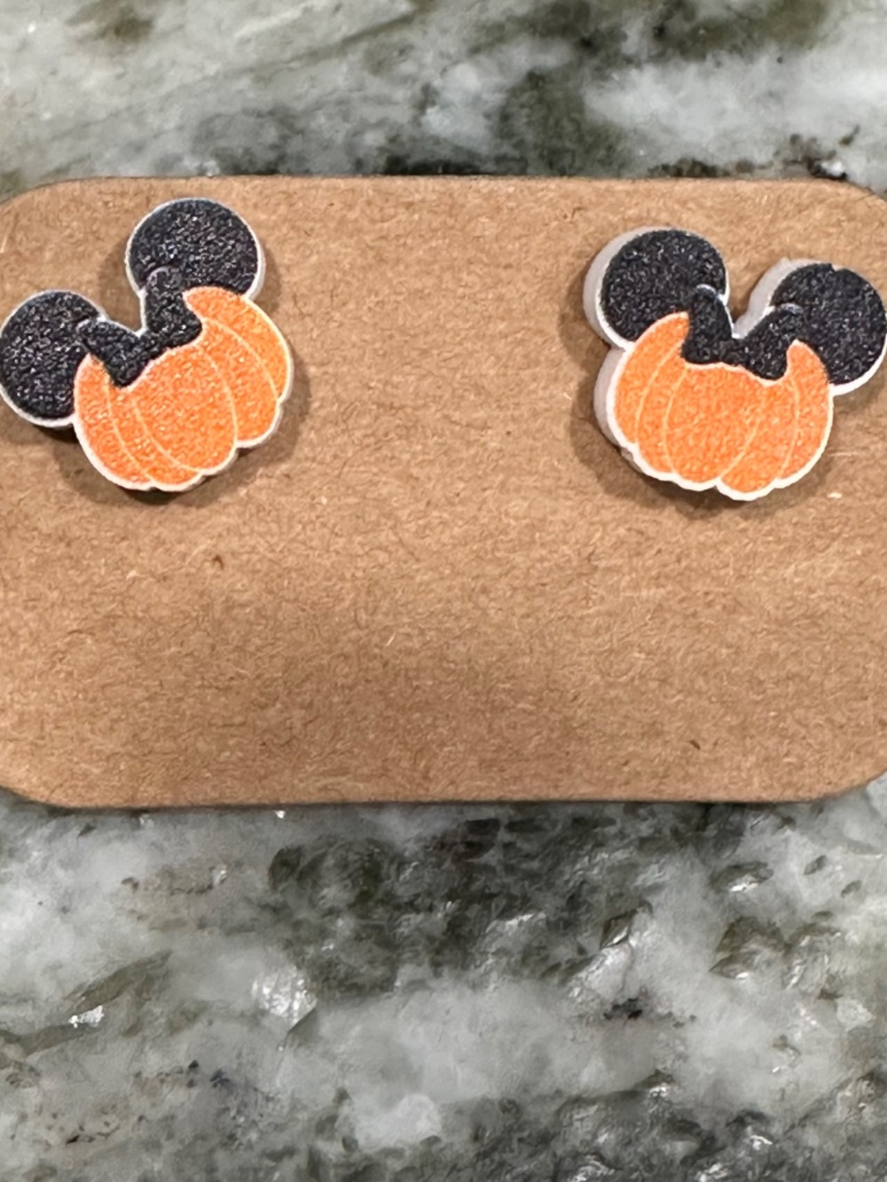 Halloween Minnie Mouse Pumpkin Earrings Studs Acrylic Hypoallergenic Post NEW